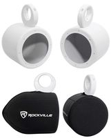 Pair Rockville MAC65W 6.5" White Aluminum Wakeboard Tower Speaker Pods+Covers