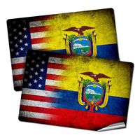 ExpressItBest Two 2"x3" Decals/Stickers with Flag of Ecuador - Rustic w USA Flag - Long Lasting Premium Quality