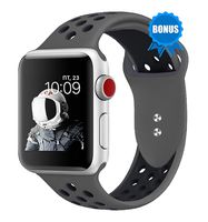 NOMBARGO Sport Watch Band Replacement for Apple Watch Band 42mm 44mm Comfortable Silicone Wrist Band Compatible with Series 1 to 5 (Grey-Black)