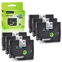 GREENCYCLE 6 Pack Compatible for Brother TZ TZe 131 TZ-131 TZe-131 Standard Label Tape for P-Touch PT-D210 PT-H110 PT-D400AD Label Maker,12mm (1/2 Inch) x 8m (26.2 ft) Laminated, Black on Clear