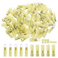 220pcs Heat Shrink Spade Connectors - Sibaok 12-10 Gauge Fully Insulated Female & Male Electrical Spade Terminals - Waterproof Quick Disconnect Crimp Connector Kit - Yellow