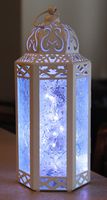 Vela Lanterns Moroccan Style Candle Lantern with LED Lights, Medium, Clear Glass, White