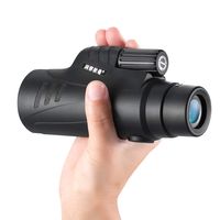 Monocular with Quick Cell Phone Adapter for Bird Watching Hunting Hiking Travelling (Black)
