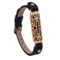 for Fitbit Flex2 Leather Bands, UNEXTATI for Fitbit Flex2 Bracelet Accessories Bangle Leather and Metal Bands Wristbands for Flex2 - Gold Case + Black
