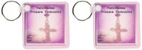 3dRose Spanish First Communion, Felicidades Primera Comunión. Rosary, Pink - Key Chains, 2.25 x 4.5 inches, set of 2 (kc_43410_1)