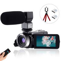 CofunKool Video Camera 1080P Camcorder 24MP FHD Vlogging Camera for YouTube, 270° Flipping 3.0" IPS Touch Screen with External Microphone Mini Tripod Remote Control