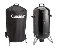 La Rosticceria Cuisinart Vertical Charcoal Smoker with Stainless Steel Cooking Racks and Porcelain-enameled Water Bowl, 18-Inch Bundle with Universal Nylon Fabric Kettle Cover with Velcro Straps