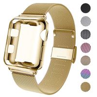 GBPOOT Compatible for Apple Watch Band 38mm 40mm 42mm 44mm with Screen Protector Case, Sports Wristband Strap Replacement Band with Protective Case for Iwatch Series 4/3/2/1,38mm,Yellow Gold