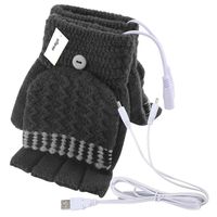 Offeree USB Heated Gloves Mitten for Women Men full and half hands warm laptop gloves with double-sided heating for indoor or outdoor winter usb powered knitting hands warmer (Men Grey)