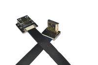Soft Flat Slim Thin HDMI FFC FPV HDMI Cable Standard HDMI Female Plug to Standard HDMI Male 90 Degree Gimbal rig Aerial Shooting FPV Black (30CM)