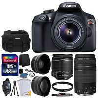 Canon EOS Rebel T6 Digital SLR Camera + 18-55mm EF-S is II Lens & EF 75-300mm f/4-5.6 III Lens + 58mm Wide Angle Lens + 2X Lens + Camera Bag + UV Filter + 32GB SDHC Memory Card + Full Accessory Kit