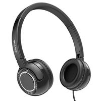 On Ear Headphones with Mic, Jelly Comb Portable Fold-Flat Wired Headphones for Kids, Teenagers, Adults (Black)