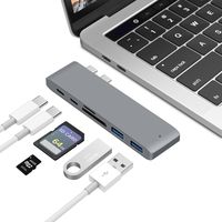USB C Hub, Type C Hub Aluminum Adapter, 6 in 1 Docking Station, with 2 USB 3.0 Ports, TF/SD Card Reader, USB-C Power Delivery, for MacBook Pro 13″and 15″2016/2017/2018