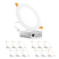PARMIDA 6 inch 12W LED Recessed Lights Ultra-Thin Ceiling Downlight with Junction Box Dimmable Slim Wafer Low Profile, ETL & ENERGY STAR, 900lm, Can-Less Light, IC Rated Airtight, 4000K - 12 Pack