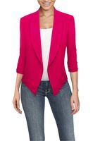 Womens Casual Work Office Open Front Blazer JK1133 Fuchsia L