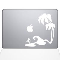The Decal Guru Surfer Paradise Decal Vinyl Sticker, 12" MacBook, White (1450-MAC-12M-W)