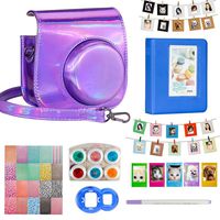 Blummy Instant Camera Accessories Bundles Set for Fujifilm Instax Mini 8/Mini 8+/Mini 9 Including Camera Case/Book Album/Selfie Len/Wall Hanging Frames/Stickers/Pen (Purple Laser)