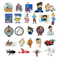 The Adventures of Tintin Cartoon Stickers Pack for Kids Teens Laptop Water Bottles Computer Luggage Skateboard Bike Bumper 25pcs