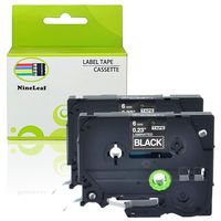 NineLeaf 2PK White on Black 6mm 0.24'' Label Tape Compatible for Brother TZ-315 TZe-315 TZe315 P-Touch PT-H100 Label Maker