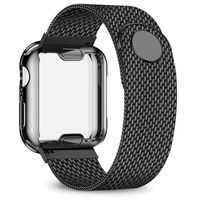 jwacct Stainless Steel Bands Compatible with Apple Watch Band 42mm - with Full Screen Protector for iWatch Series 3/2/1 - Adjustable Metal Magnetic Strap in 8 Classy Colors (Black)