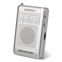 Daogoly Portable Pocket AM/FM Radio Receiver with Clip/Telescopic Antenna/Speaker/AM FM Band, Handheld Mini Size Analog Tuning Radio Transistor,AA Battery Operated