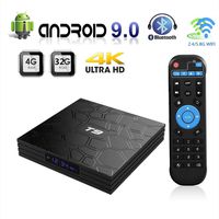Android 9.0 TV Box,T9 Smart Android TV Box 4GB RAM 32GB ROM RK3328 Quad-core 64 Bits Set Top Box Support 4K 3D 2.4Ghz/5Ghz Dual WiFi, BT 4.0 Support, USB 3.0 H.265 HDMI Output Ultra HD Media Player