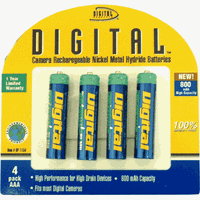 Sakar Pack of 4 1000 mAh AAA NiMh Rechargeable Batteries (charger not included)