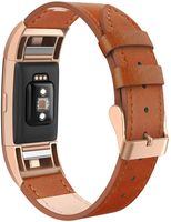 SWEES Bands Compatible for Fitbit Charge 2 Leather Small (5.6" - 7.5"), Genuine Leather Replacement Wristband Metal Connectors Women, Black, Beige, Brown, Grey, Rose Gold, Blue