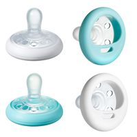 Tommee Tippee Closer To Nature Day Time Soother Pacifier - BPA-free, Breast-Like Shape - White & Aqua - 6-18 Months, 4 count