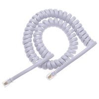 RJ10 Telephone Phone Cord Lead Curly Cable Spring Coiled Spiral Handset Wire 16 Feet Compatible with Landline/IP Phones BT, AT&T, Cisco, NEC, ROLM, ITT, TI (White)