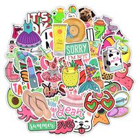 Waterproof Cute Vinyl Stickers Pack for Girls, Perfect for Water Bottle Laptop Bike Phone Case Guitar Luggage Travel (50 PCS)