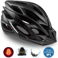 Basecamp Specialized Bike Helmet, Bicycle Helmet CPSC&CE Certified with Helmet Accessories-LED Light&Removable Visor&Portable Bag Cycling Helmet BC-DDTK Adjustable for Men/Women(Black)