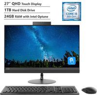 2019 Lenovo IdeaCentre 520 27" Touch Display QHD(2560x1440) AIO Desktop Computer, Intel Hexa-Core i5-8400T, 24GB Memory:16GB Intel Optane + 8GB RAM, 1TB Hard Drive, DVDRW, Wireless-AC,HDMI, Windows 10