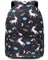 Oflamn Backpack | Unicorn Black Bookbag | Daypack | Fit in 15" Laptop and Multi-pockets with YKK zippers | Super Light Waterproof Nylon | Perfect for Work, Commute, Travel & College