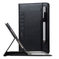 elecfan for Samsung Galaxy Tab A 8.0 2017 Case, Luxury Soft PU Leather, Protective Case with Pencil Holder, Passport Pockets, Card Slots, Folio Stand Cover for Samsung Tab A 8.0 (T380/T385) - Black