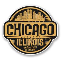 2 x 10cm- 100mm Chicago Illinois USA Vinyl SELF ADHESIVE STICKER Decal Laptop Travel Luggage Car iPad Sign Fun #6058