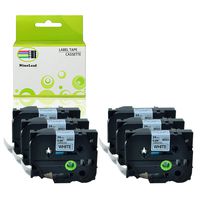 NineLeaf Standard Laminated Self-Adhesive Label Tape Compatible for Brother TZe TZ 251 TZe251 TZ251 use for P-Touch D600 2430PC PT-P750W PT-E550WVP Label Marker - 24mm x 8m Black on White 6 Pack