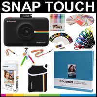 Polaroid Snap Touch Instant Camera Gift Bundle + Zink Paper (30 Sheets) + 8x8 Cloth Scrapbook + Pouch + 6 Edged Scissors + 100 Sticker Border Frames + Gel Pens + Hanging Frames + Accessories