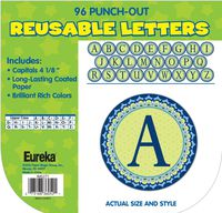 Eureka Back to School Geo Pattern Green and Blue Punch Out Letters for Classrooms, 96pc, 4'' H
