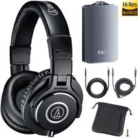Audio-Technica ATH-M40x Professional Studio Monitor Headphones + FiiO A3 Headphone Amplifier