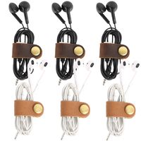kilofly 6pc Genuine Leather Cord Management Keeper Snap Lock USB Cable Holder