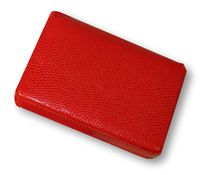 Budd Leather Company Lizard Printed Leather Business Card Case, Red (552282L-9)