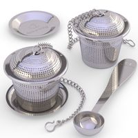 Loose Leaf Tea Infuser (Set of 2) with Tea Scoop and Drip Dray by Apace - Ultra Fine Stainless Steel Strainer & Steeper for a Superior Brewing Experience