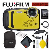 Fujifilm FinePix XP140 Waterproof Digital Camera 600020657 (Yellow) Best Value Accessory Bundle Includes Professional Cleaning Kit, Soft Carrying Case, and Much More