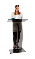 AdirOffice Slanted Speaker's Podium Lectern 12.5" x 26.8" x 47- Easy to Setup Curved Stand Design for Lectures Recitals Speech & Presentations (Black)