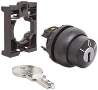 Eaton M22-WS3 Key Lock Selector Switch, 3 Positions, Keylock Actuator Style, Off-On Action, Silver Bezel Color, 45 Degree Turning Radius