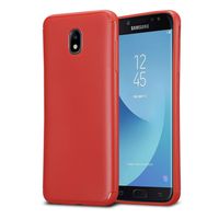 Kit Me Out World Case Abstract Series Case Designed for Samsung Galaxy J7 (2018), Full Matte Slim Fit Flexible TPU Minimal Durable Protection Case Cover Abstract Design (Red)