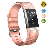JOMOQ Replacement Bands Compatible for Fitbit Charge 2, Adjustable Breathable Sport Wristbands Silicone Accessories Women Men (Large, Rose Gold)