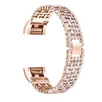 bayite Metal Bands Compatible with Fitbit Charge 2, Replacement Bracelet Adjustable Women Rhinestone, Rose Gold
