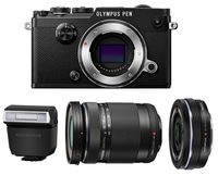 Olympus PEN-F Mirrorless Micro Four Thirds Digital Camera with Olympus M.Zuiko Digital ED 14-42mm f/3.5-5.6 EZ & 40-150mm f/4.0-5.6 R Lenses (Black)